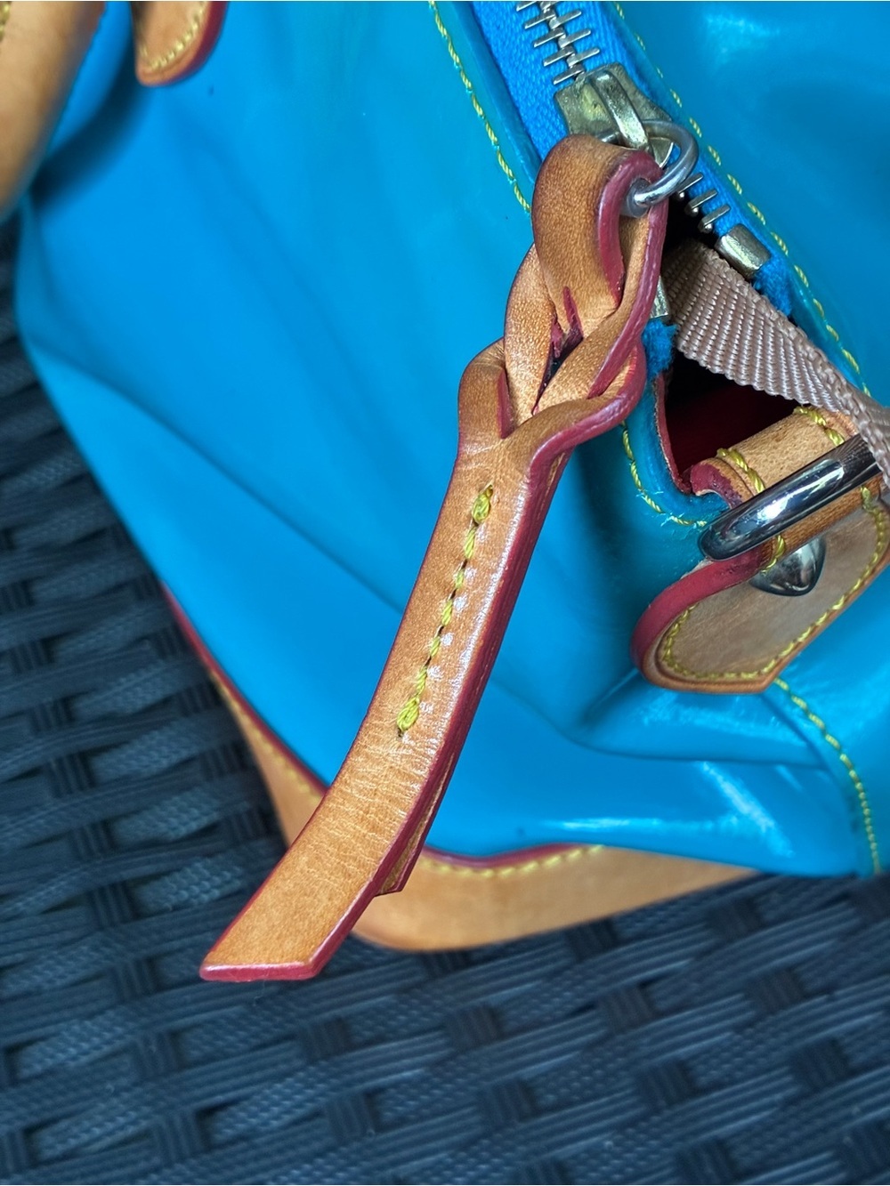 Dooney & Bourke Turquoise Patent Leather Tote with Matching Wristlet - Picture 9 of 16